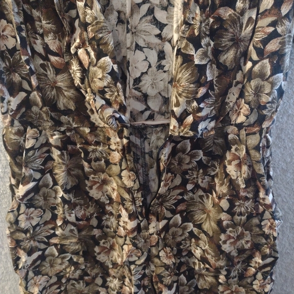 Vintage Jamie Brooke One Piece Romper Women M Dark Brown Floral Functional - Picture 3 of 9